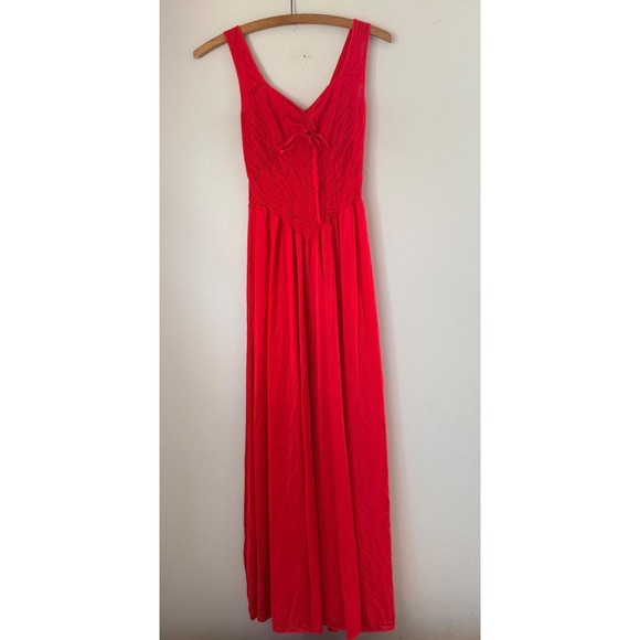 Olga Other - VTG Rare Olga Red Ruched Bow Maxi Nightgown/Slip  Size M Romantic Feminine